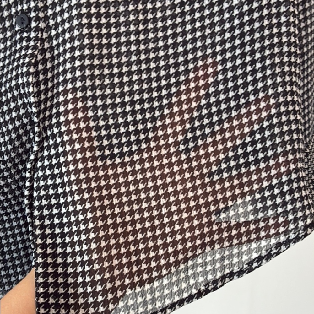 Chic Houndstooth Black and White Women's Button Down Shirt by Love for Humanity - Picture 6 of 9